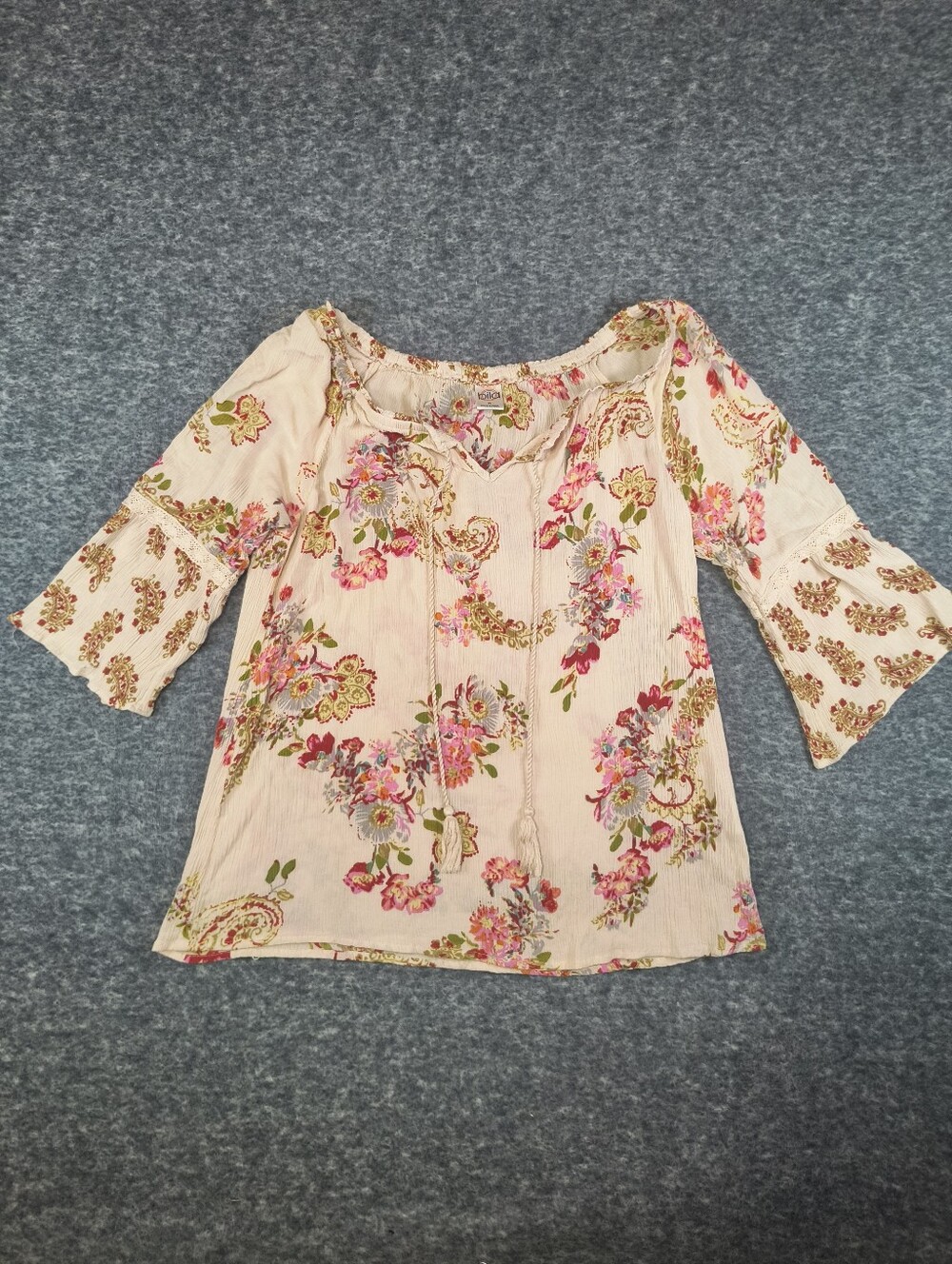 Bila bell sleeve rayon boho shirt, women's small